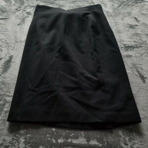 LGR Size 8 Solid Black Wool Career Pencil Skirt Pleat Front Knee Length USA